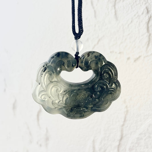 Natural Xiu Jade Peace Longevity  Flower Lock