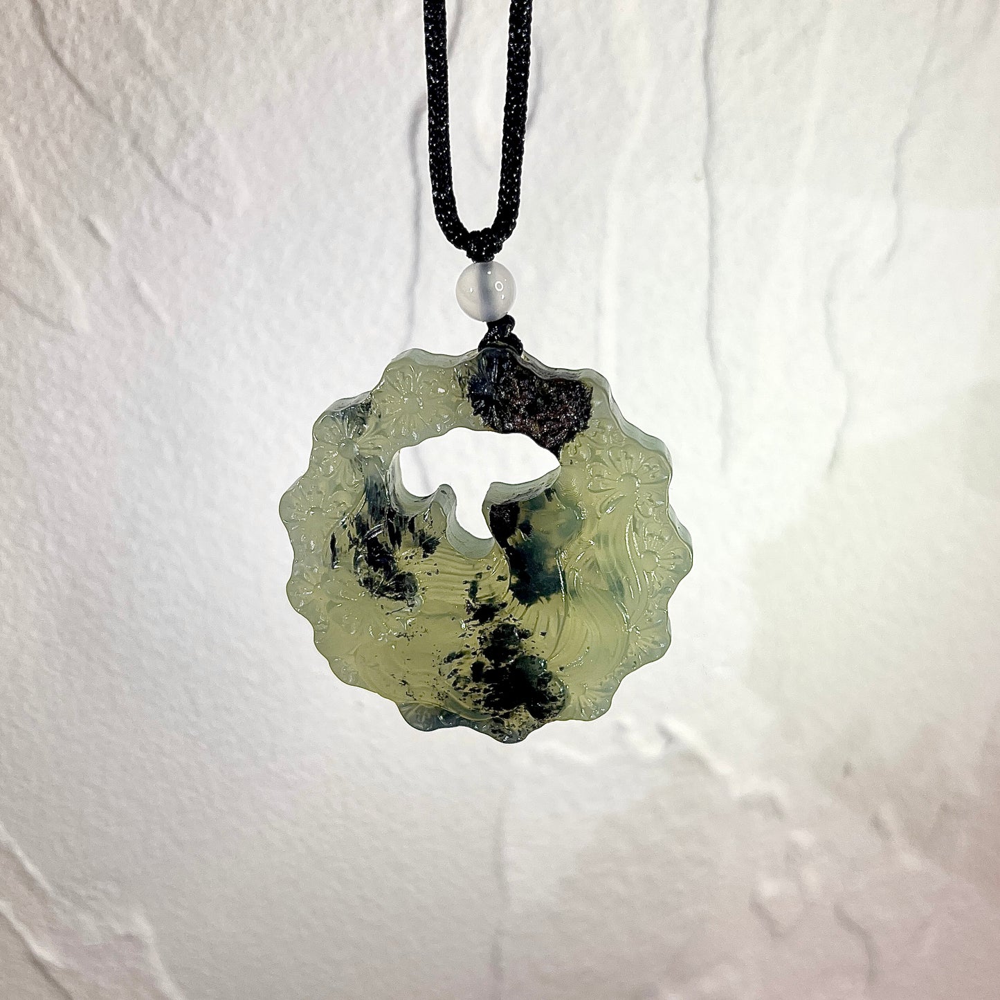 Handcrafted Natural Xiu Jade Nine-Tailed Fox Pendant